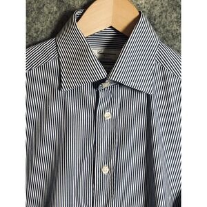 Camicissima Shirt Mens 15 Blue Stripe Cotton Dress Slim Career Business Classic